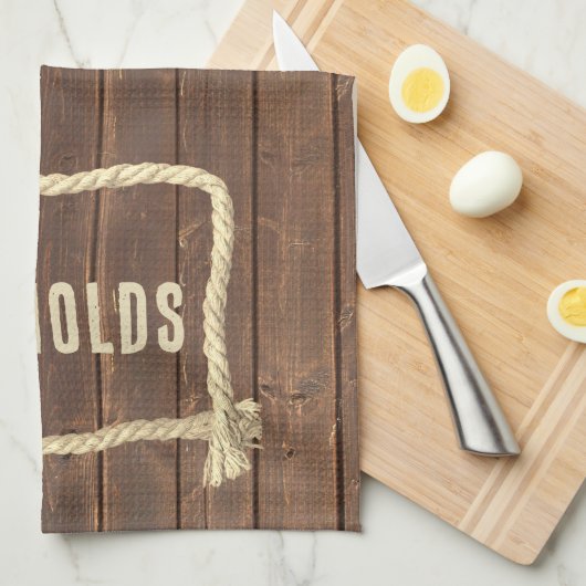 Rahmen auf Teakholz mit Namen Geschirrtuch (Viertel Falte)