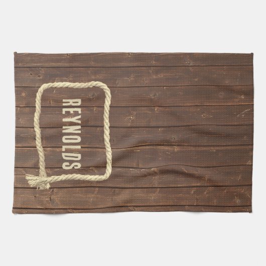 Rahmen auf Teakholz mit Namen Geschirrtuch (Horizontal)