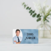 Rahmen aus blauem Foto Visitenkarte (Stehend Vorderseite)