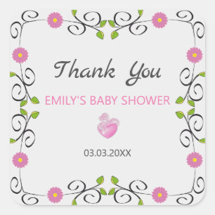 Rahmen aus Blumen und Blättern Quadratischer Aufkleber