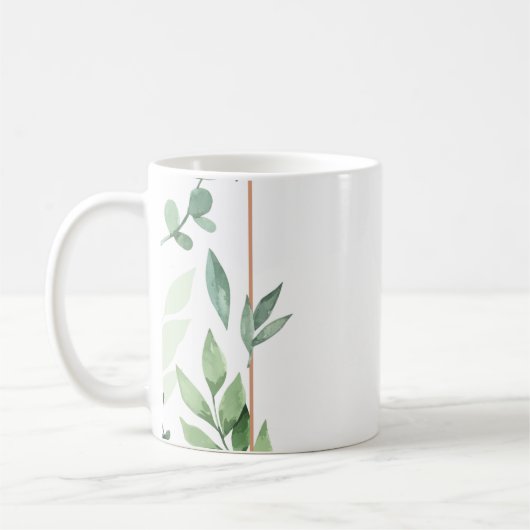 Rahmen-Blätter mit Aquarellfarben Kaffeetasse (Links)