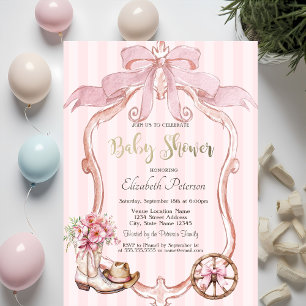 Rahmen Bogen Cowgirl Westen Streifen Baby Shower  Einladung