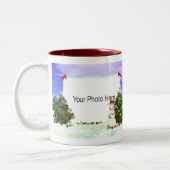 Rahmen der Schneemann-und Weihnachtsbaum-2-Foto Zweifarbige Tasse (Links)
