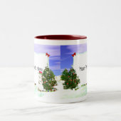 Rahmen der Schneemann-und Weihnachtsbaum-2-Foto Zweifarbige Tasse (Mittel)