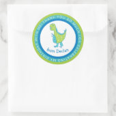 Rahmen | Dino | Name Birthday Vielen Dank Runder Aufkleber (Tasche)
