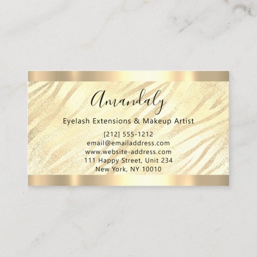 Rahmen-Eventplaner Silver Yellow Zebra Visitenkarte (Rückseite)