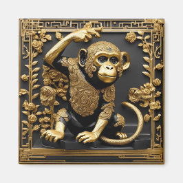 Rahmen für Affen in Gold und Schwarz Magnet
