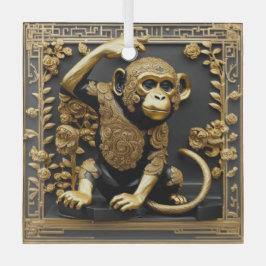 Rahmen für Affen in Gold und Schwarz Ornament Aus Glas