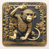 Rahmen für Affen in Gold und Schwarz Rechteckiger Pappuntersetzer (Vorderseite)