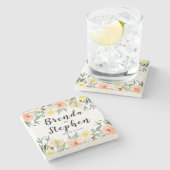 Rahmen für Blume in Pastellfarben Steinuntersetzer (Seitenansicht)