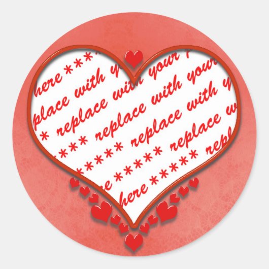 Rahmen für das Foto "Beaded Heart" Runder Aufkleber (Vorderseite)