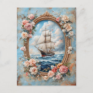 Rahmen für die Anstrich von Schiffen mit Rose Postkarte