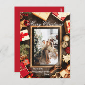 Rahmen für die Weihnachtsfamilie Foto Postkarte (Vorne/Hinten)
