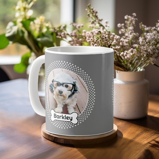 Rahmen für Hundeknochen und graue Polka Dot Pet Fo Kaffeetasse