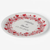 Rahmen für rote Herzen Pappteller (Schrägansicht)