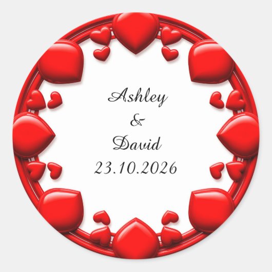 Rahmen für rote Herzen Runder Aufkleber (Vorderseite)