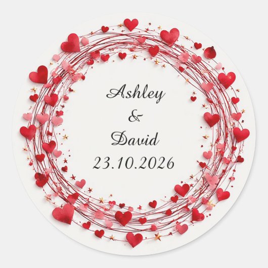 Rahmen für rote Herzen Runder Aufkleber (Vorderseite)