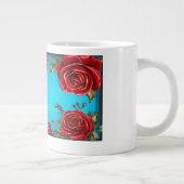 Rahmen für Rote Rosen mit dekorativen grünen Blätt Jumbo-Tasse (Rechts)