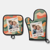 Rahmen für rustikales Foto - Bio Hintergrund Ofenhandschuh & Topflappen-Set (Vorderseite)