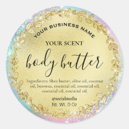 Rahmen Gold Leaf Cotton Candy Body Butter Labels Runder Aufkleber
