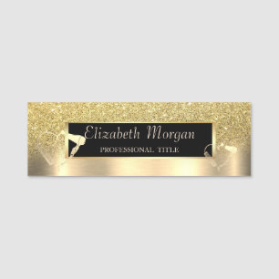 Rahmen, Haarsalon Schere Trockner Gold Metallisch Namensschild