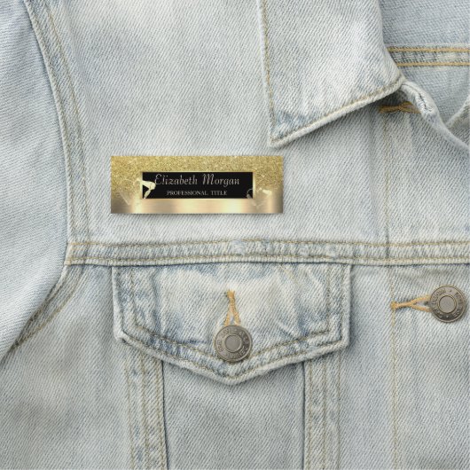 Rahmen, Haarsalon Scheren Trockner Gold Metallic Namensschild (Beispiel)