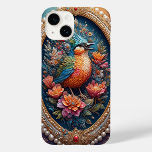 Rahmen im Vintage-Stil mit farbenfrohem Vogel Case-Mate iPhone 14 Hülle