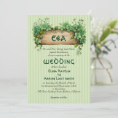 Rahmen, Initialen, Qr-Code St Patrick's Day Hochze Einladung (Stehend Vorderseite)