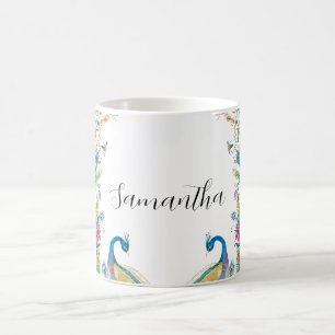 Rahmen mit Aquarell-Blume Kaffeetasse