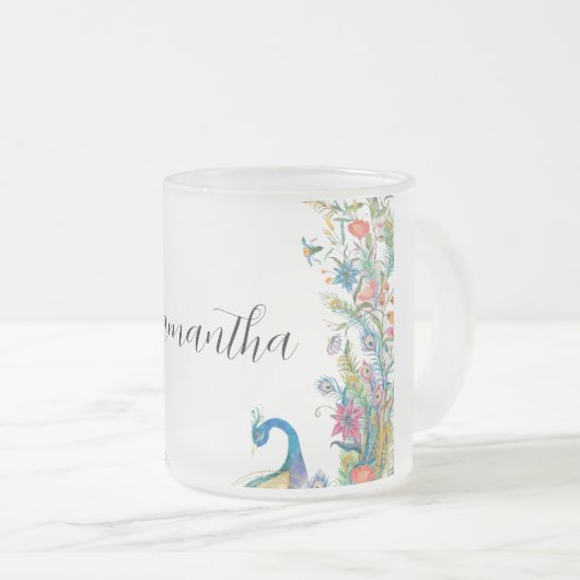 Rahmen mit Aquarell-Blume Mattglastasse (VorderseiteRechts)