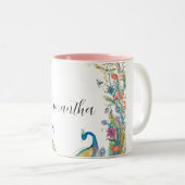 Rahmen mit Aquarell-Blume Zweifarbige Tasse (VorderseiteRechts)