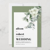 Rahmen mit Eukalyptus und weiße Blume Hochzeit Einladung (Vorderseite)