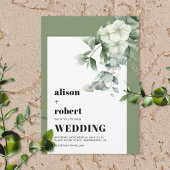 Rahmen mit Eukalyptus und weiße Blume Hochzeit Einladung