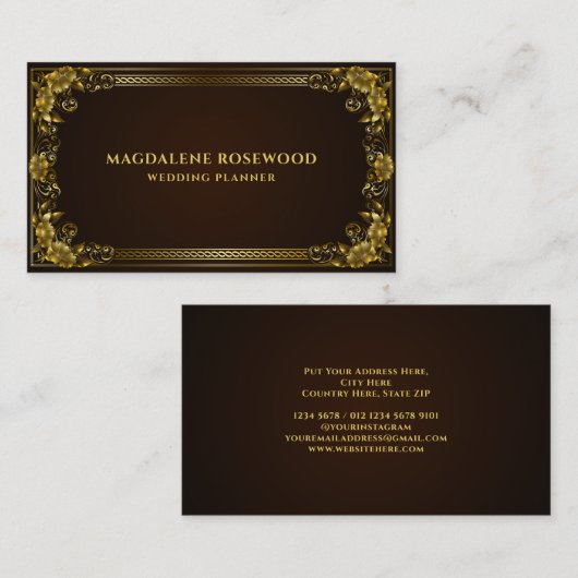 Rahmen mit goldener Carve Regal-Blume Visitenkarte (Vorne/Hinten)