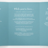 Rahmen mit Rose, Hochzeitstil auf Retroblau Dreifach-gefaltete Programmkarte (Innenseite Mitte)