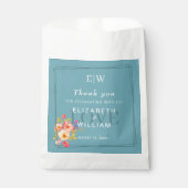 Rahmen mit Rose, Hochzeitstil auf Retroblau Geschenktütchen (Vorderseite)