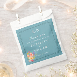 Rahmen mit Rose, Hochzeitstil auf Retroblau Geschenktütchen