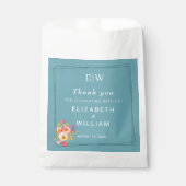 Rahmen mit Rose, Hochzeitstil auf Retroblau Geschenktütchen (Vorderseite)