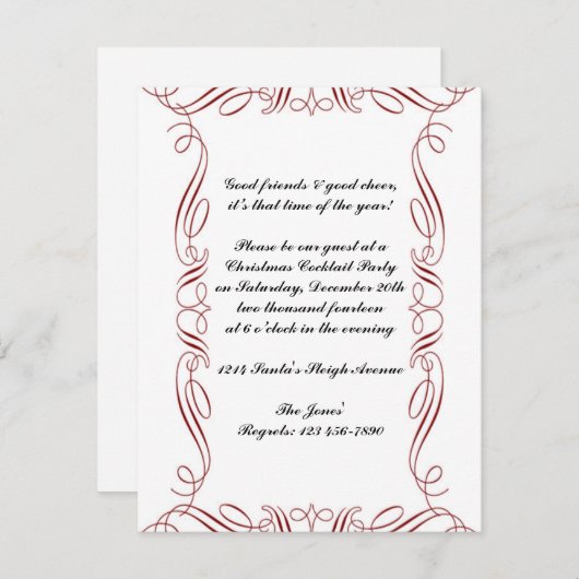 Rahmen mit rotem Scroll Einladung (Vorne/Hinten)