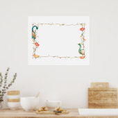 Rahmen mit Wasserfarbe-Pfau und Blumendesign Poster (Küche)