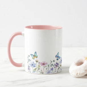 Rahmen mit Wildblumen und Schmetterlingen  Tasse
