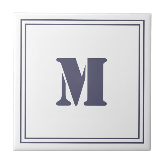 Rahmen monogrammatikales weißes Tile Fliese (Vorderseite)