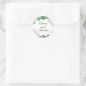 Rahmen-Natur-Grün-Blumenaufkleber Runder Aufkleber (Tasche)