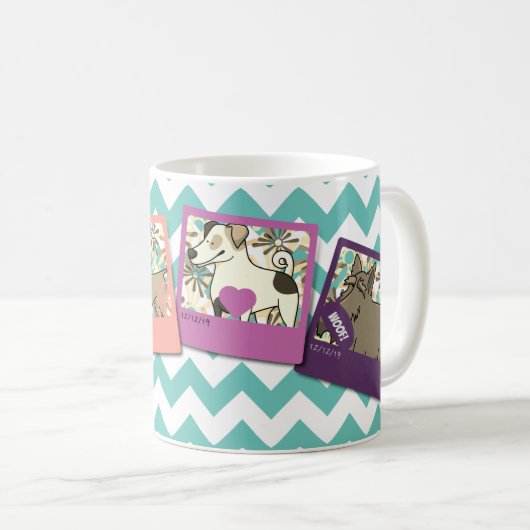 Rahmencollage mit 4 Fotos mit Grenzen u. Zickzack Kaffeetasse (VorderseiteRechts)