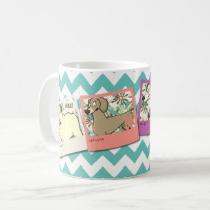 Rahmencollage mit 4 Fotos mit Grenzen u. Zickzack Kaffeetasse