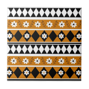 Rahmenstreifen-Blumen-Diamant-Boho-Blumenmuster Fliese