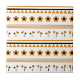 Rahmenstreifen-Blumen-Dreieck-Boho-Muster Fliese