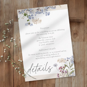 Rahmgarten mit eleganten Wildblumen-Hochzeitsdetai Begleitkarte