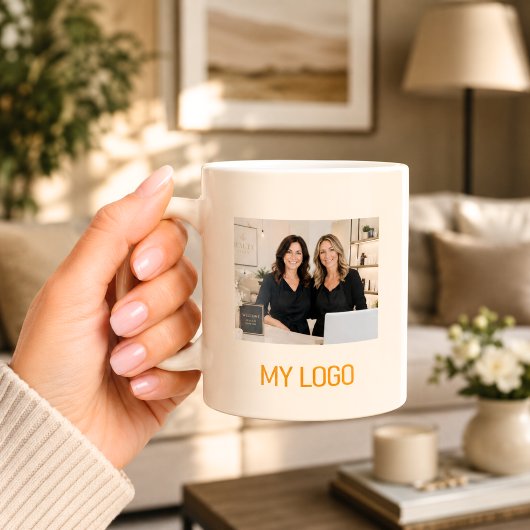 Rahmgeschäftslogo rechteckiges Foto Kaffeetasse