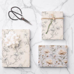 Rahmschic Hochzeit mit Blumen Geschenkpapier Set